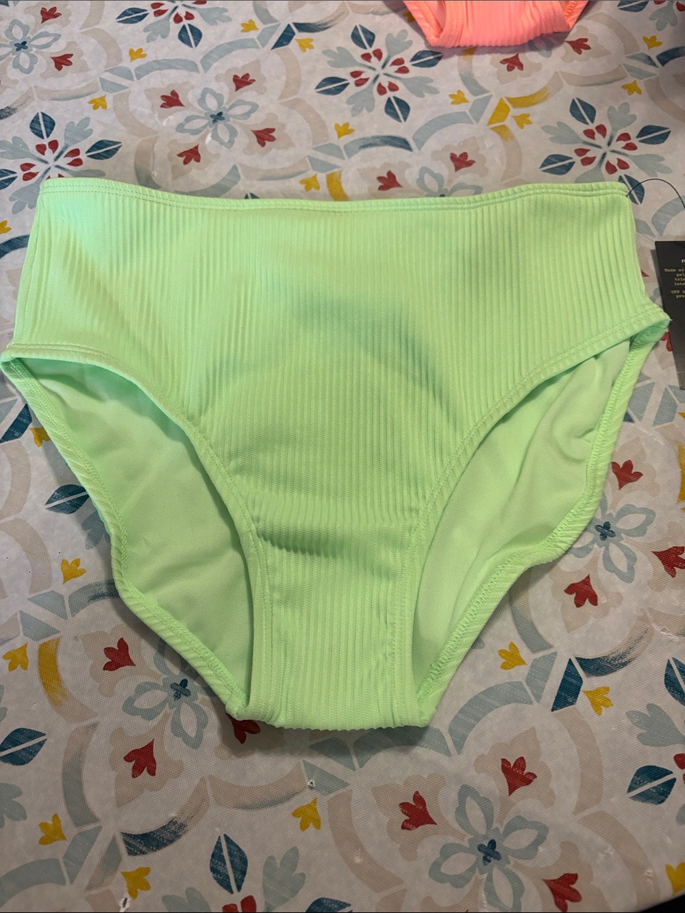 art class Neon Green Ribbed High-Waist Swim Bottoms